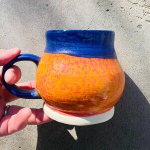 Purple and Orange Unique Mug Handmade